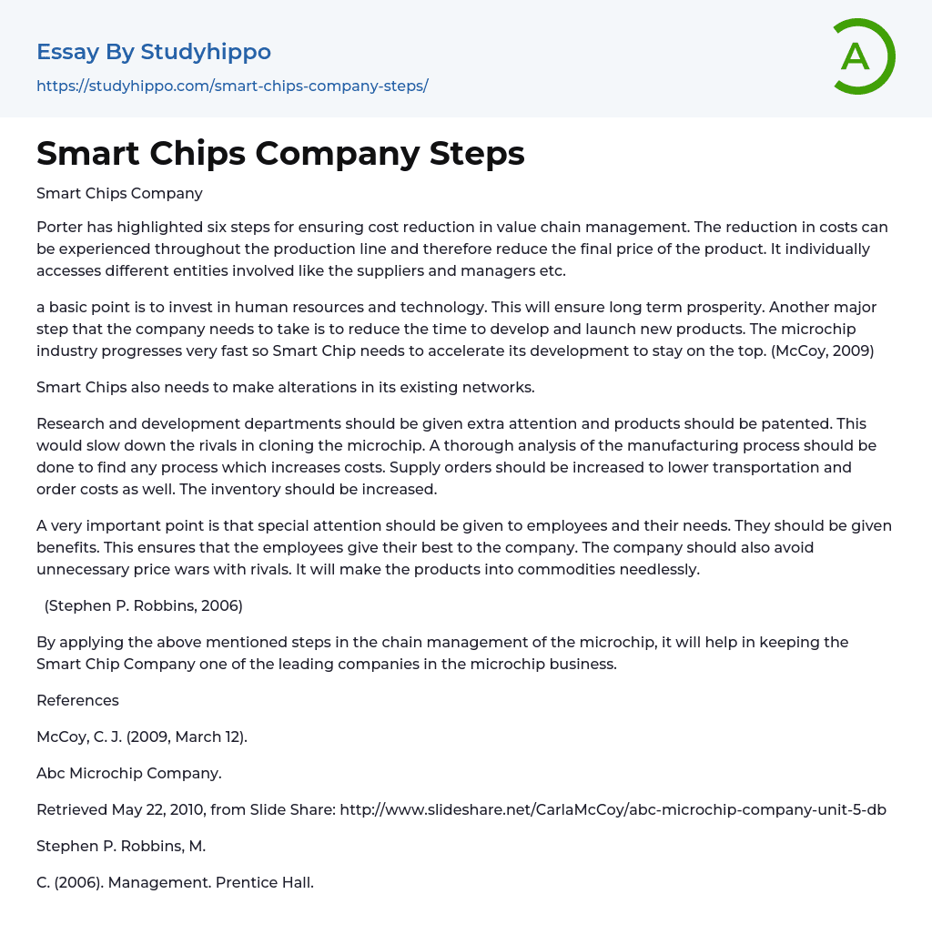 Smart Chips Company Steps Essay Example