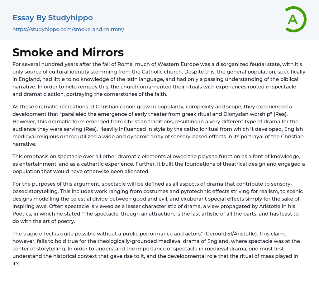 Smoke and Mirrors Essay Example