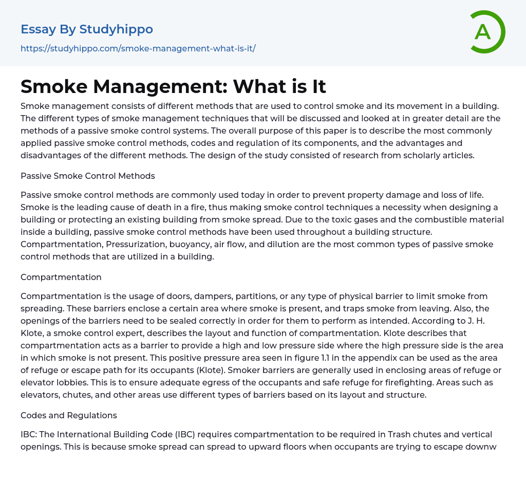 Smoke Management: What is It Essay Example