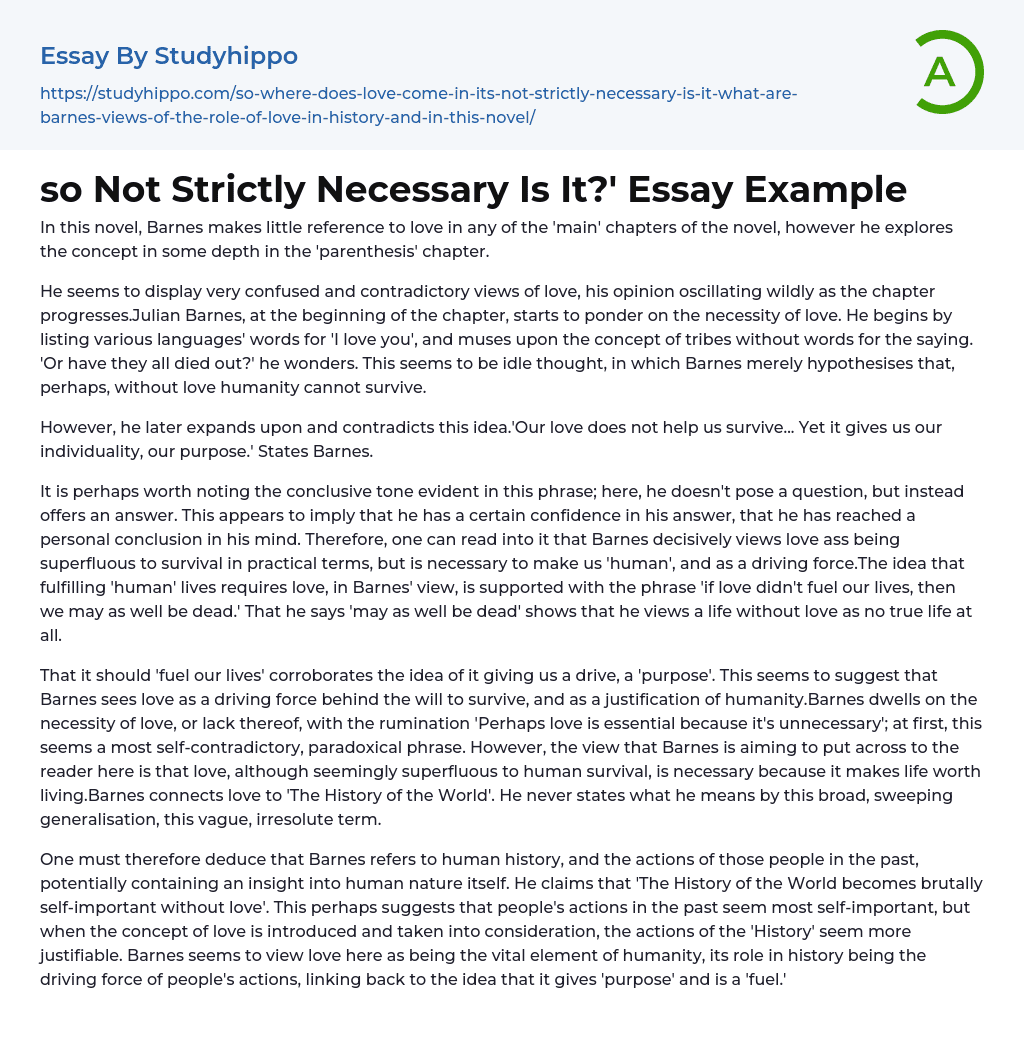so Not Strictly Necessary Is It?’ Essay Example