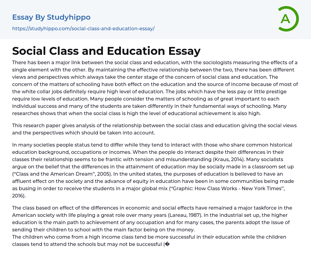 Social Class and Education Essay
