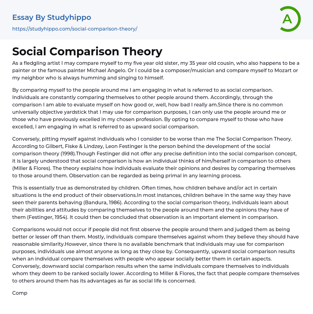 essay about self concept through social comparison