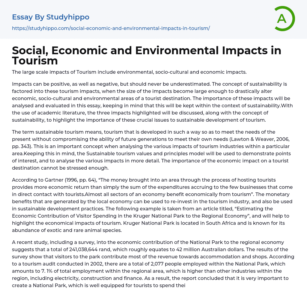 essay on tourism and environment