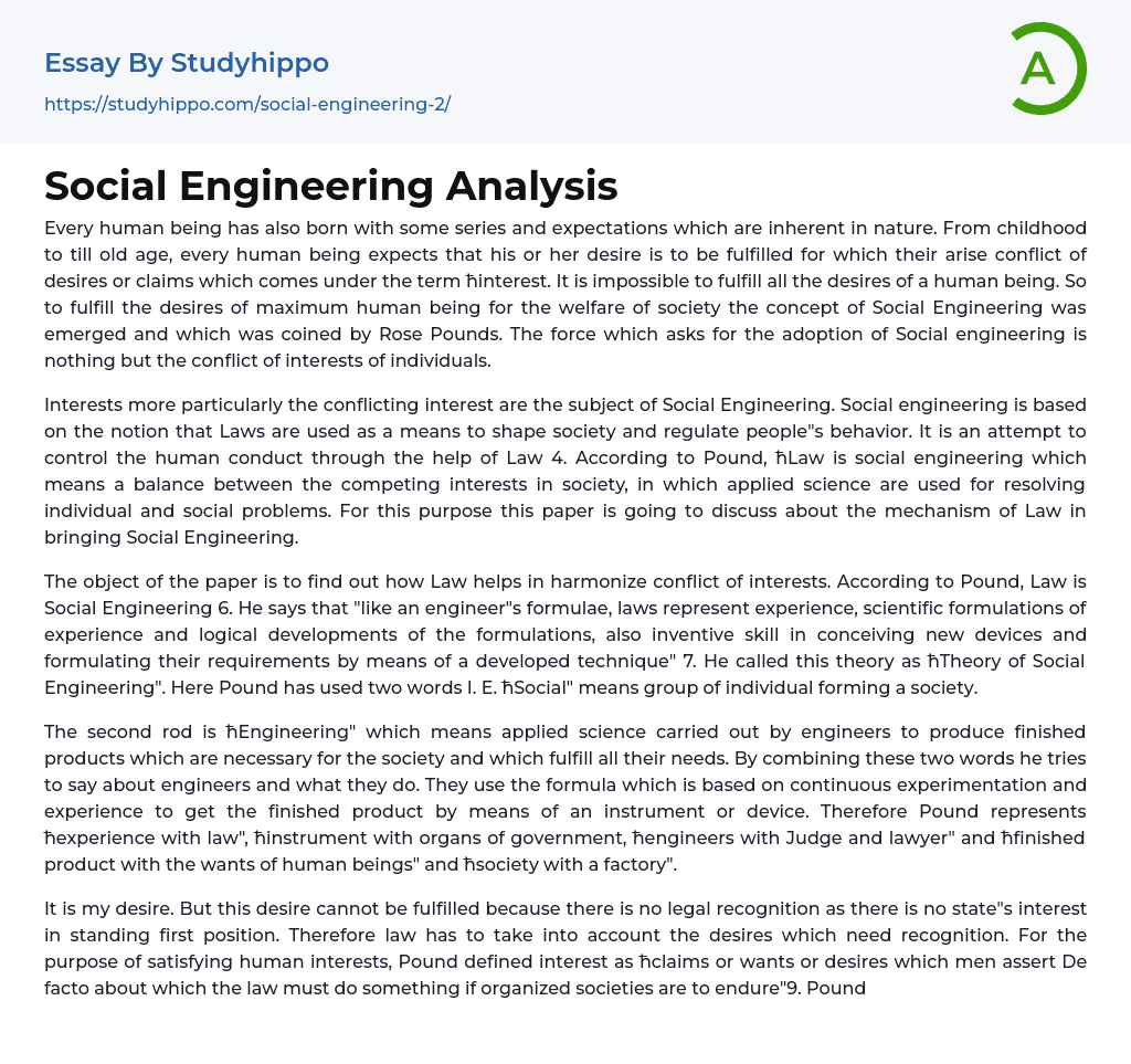 Social Engineering Analysis Essay Example