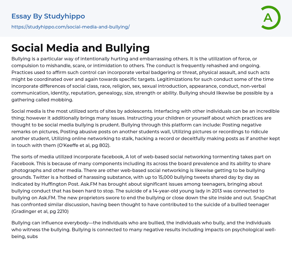 Social Media and Bullying Essay Example