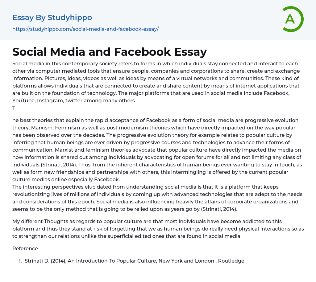 Social Media and Facebook Essay