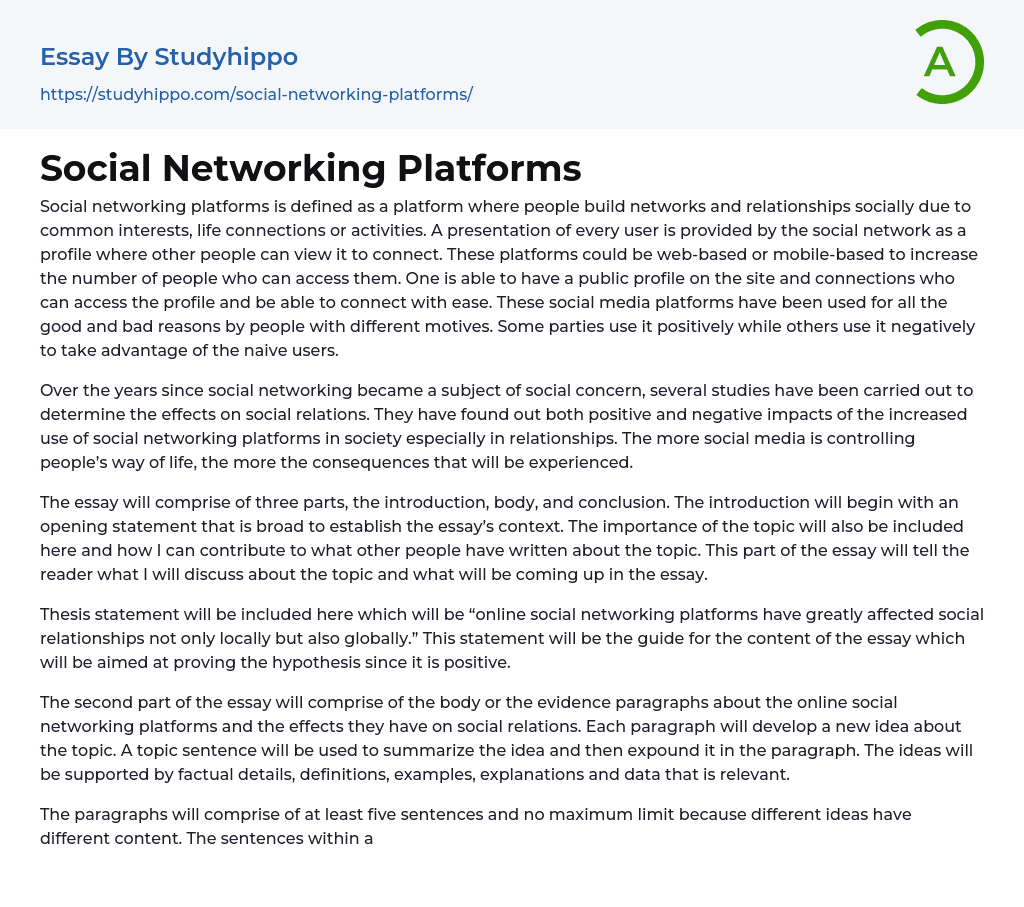 Social Networking Platforms Essay Example