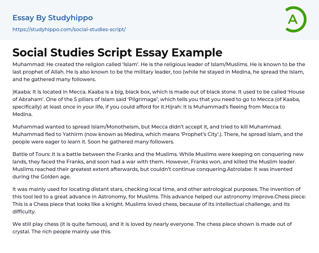 Social Studies Script Essay Example