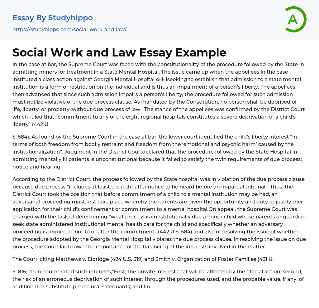Social Work and Law Essay Example