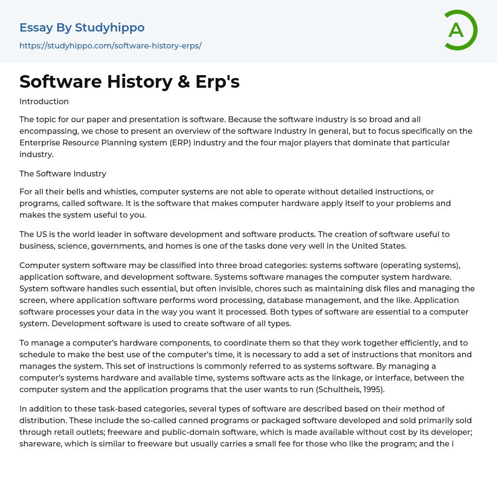 essay about history of software