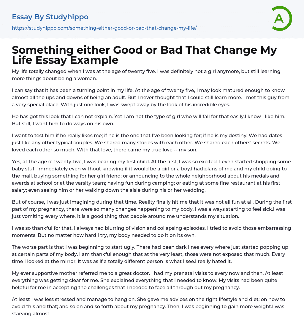 Something either Good or Bad That Change My Life Essay Example