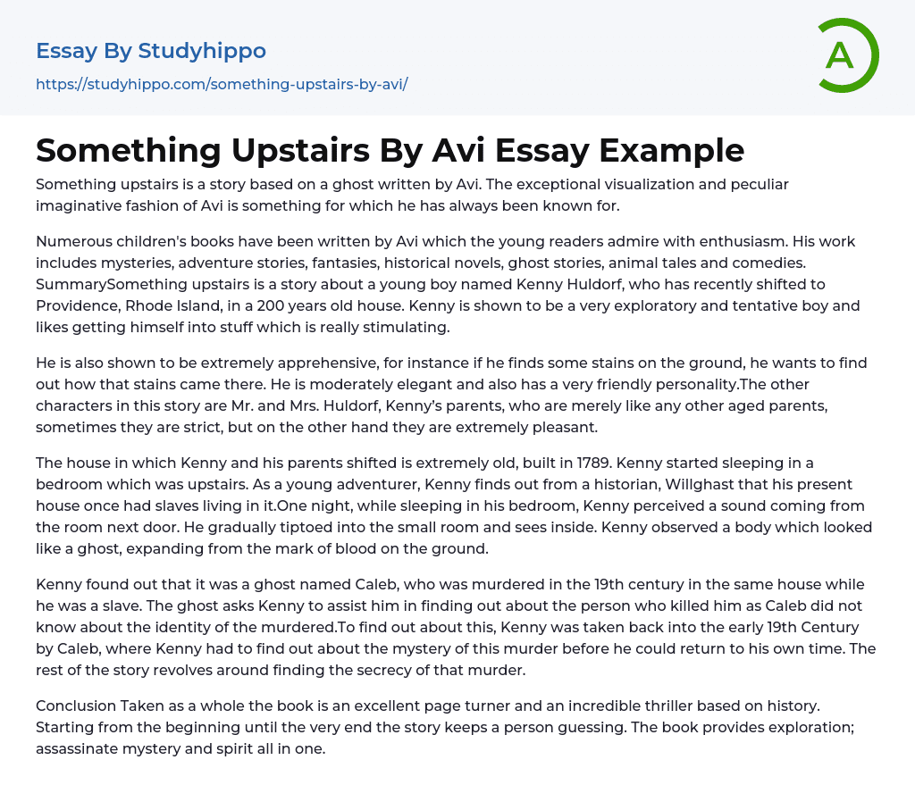 Something Upstairs By Avi Essay Example