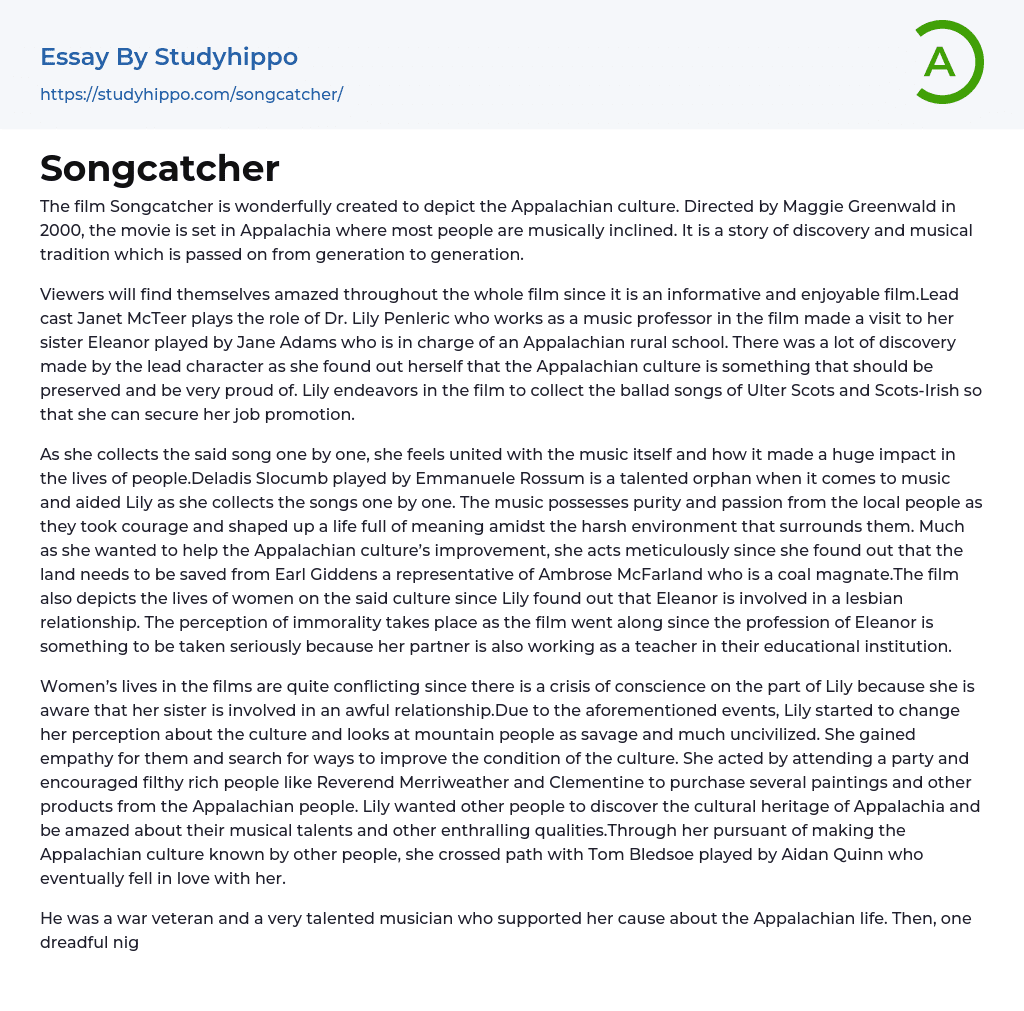 Songcatcher Essay Example