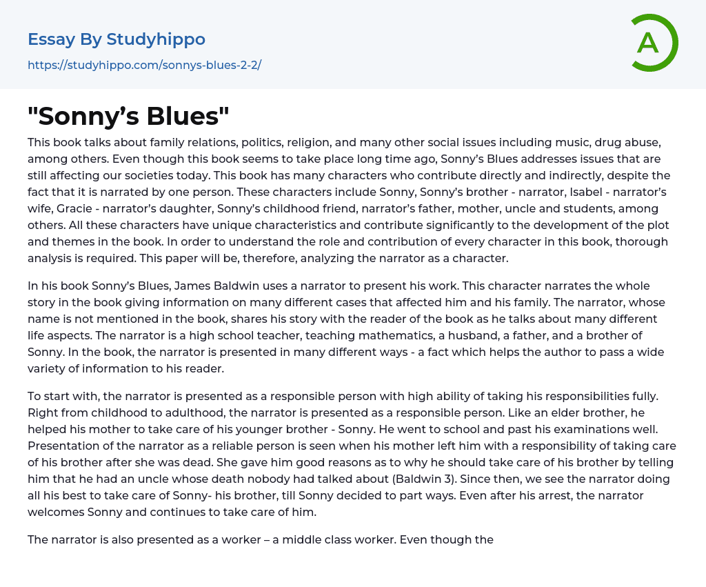 “Sonny’s Blues” Essay Example