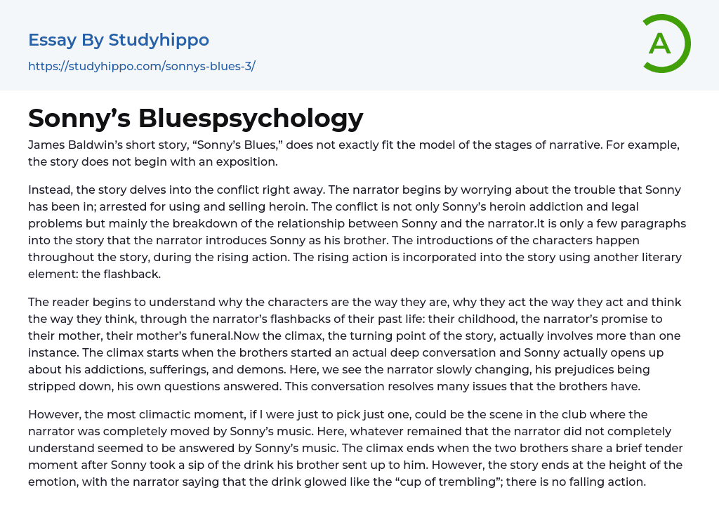 Sonny’s Bluespsychology Essay Example