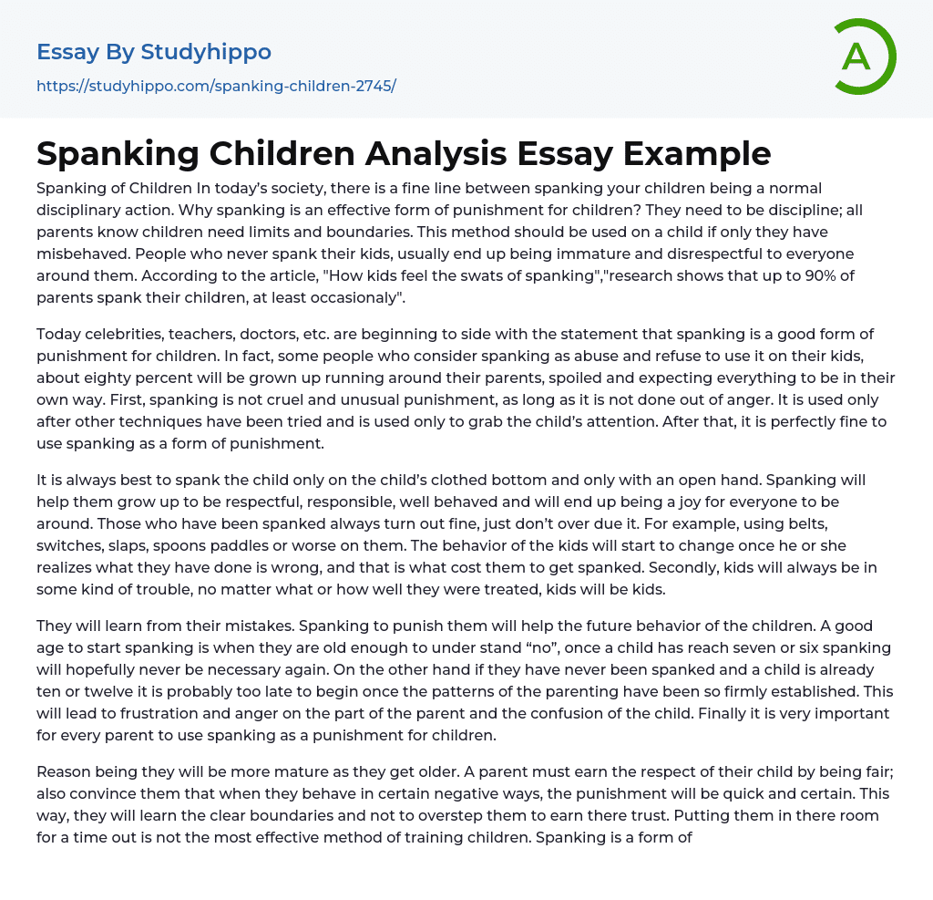 Spanking Children Analysis Essay Example