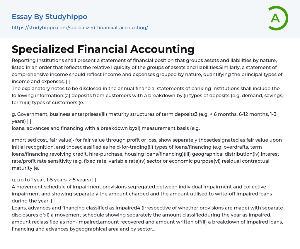 Specialized Financial Accounting Essay Example