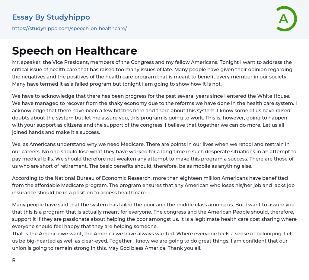speech topics about healthcare