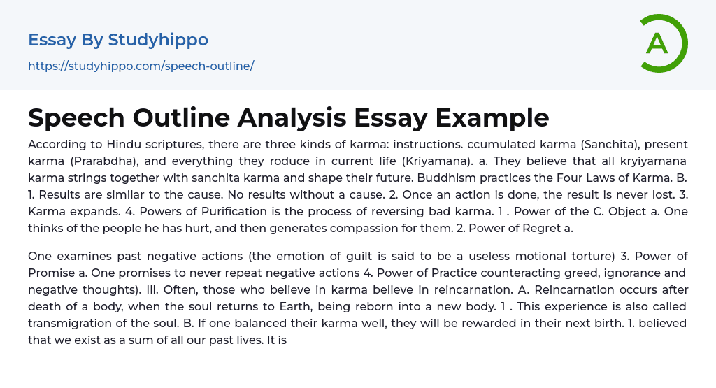 Speech Outline Analysis Essay Example
