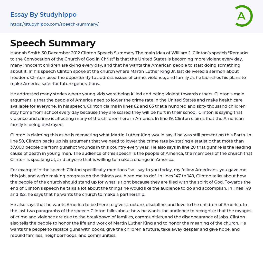 summary example speech