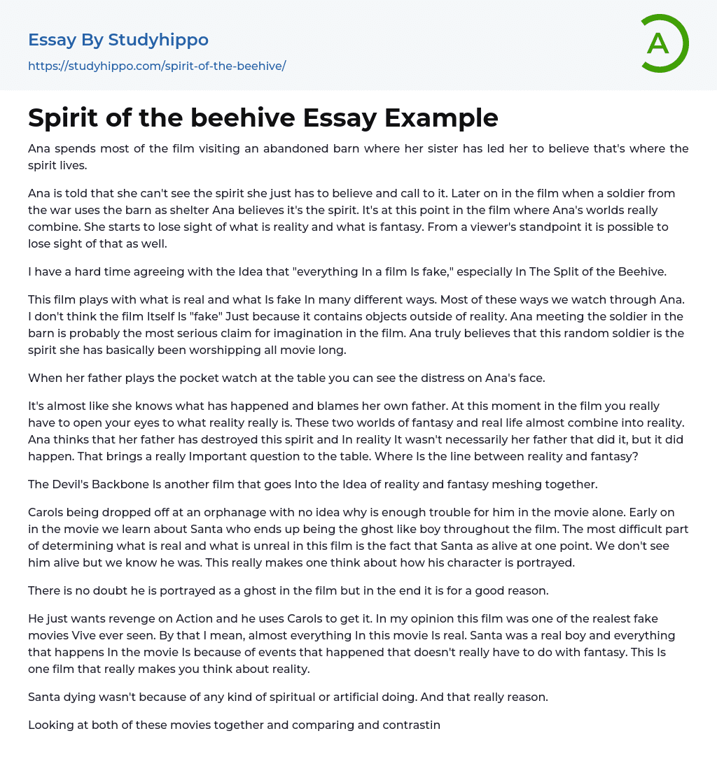 Spirit of the beehive Essay Example