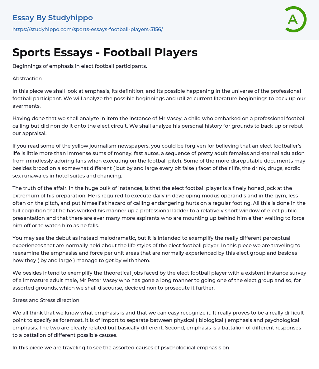 Sports Essays – Football Players