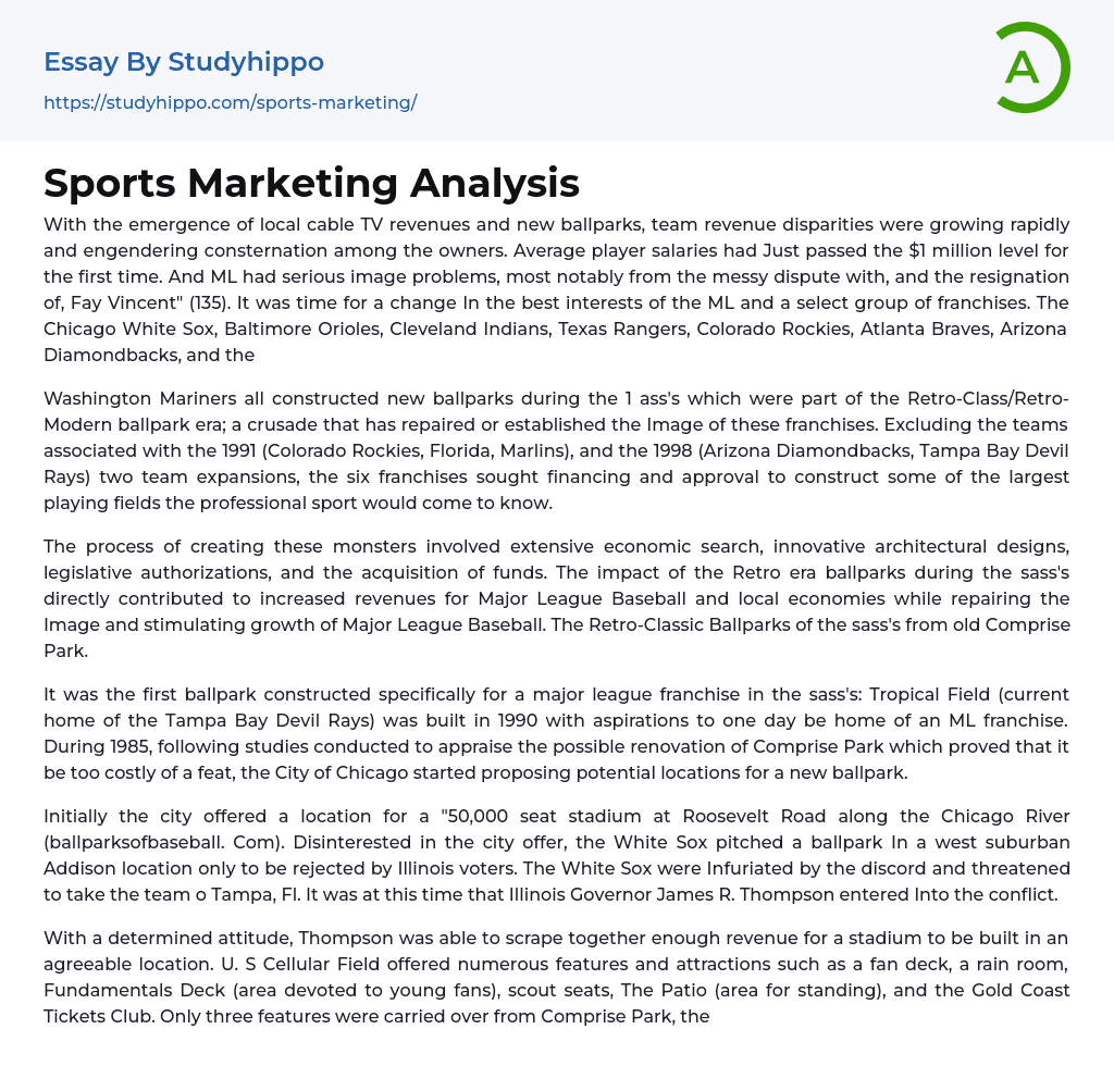 Sports Marketing Analysis Essay Example