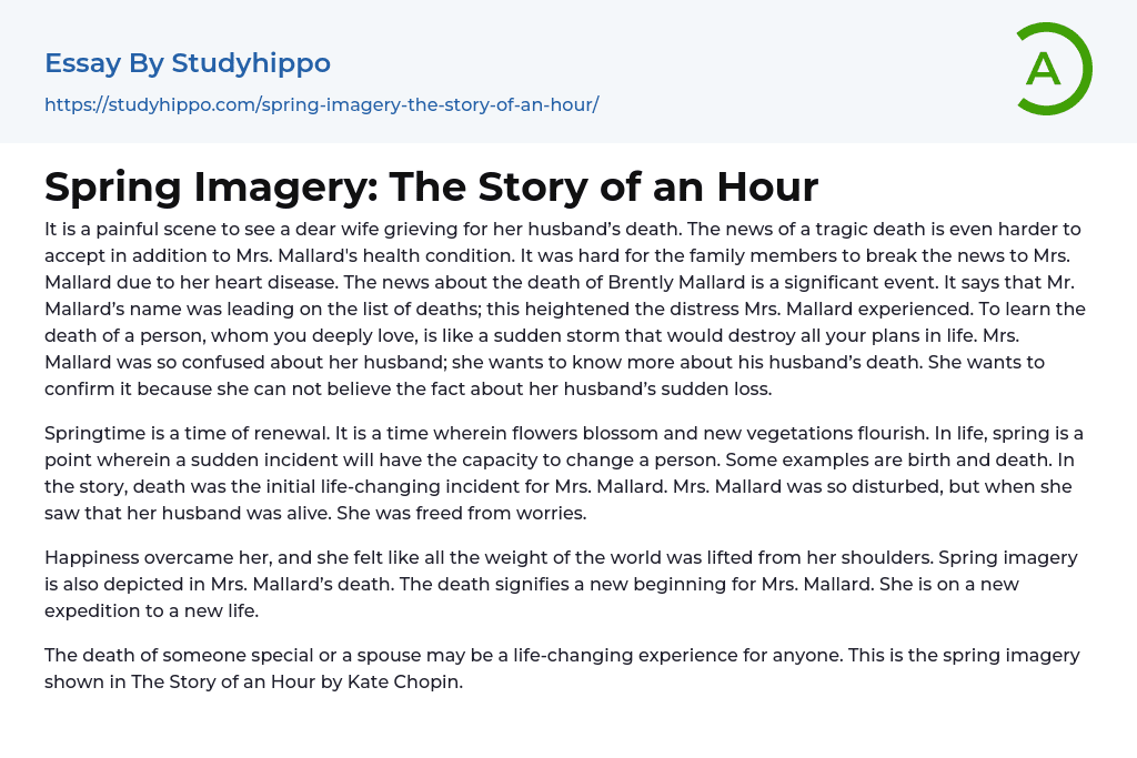 Spring Imagery: The Story of an Hour Essay Example