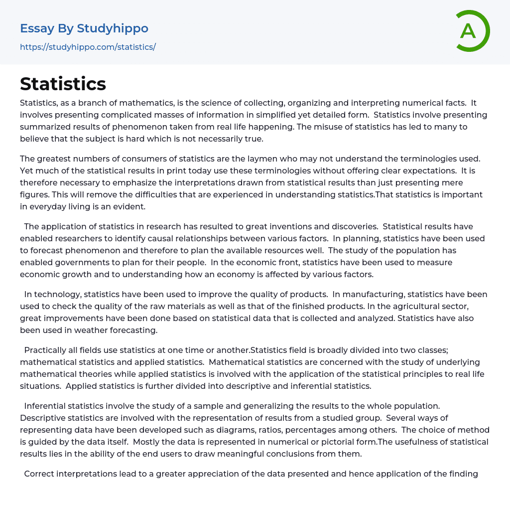 Statistics Essay Example