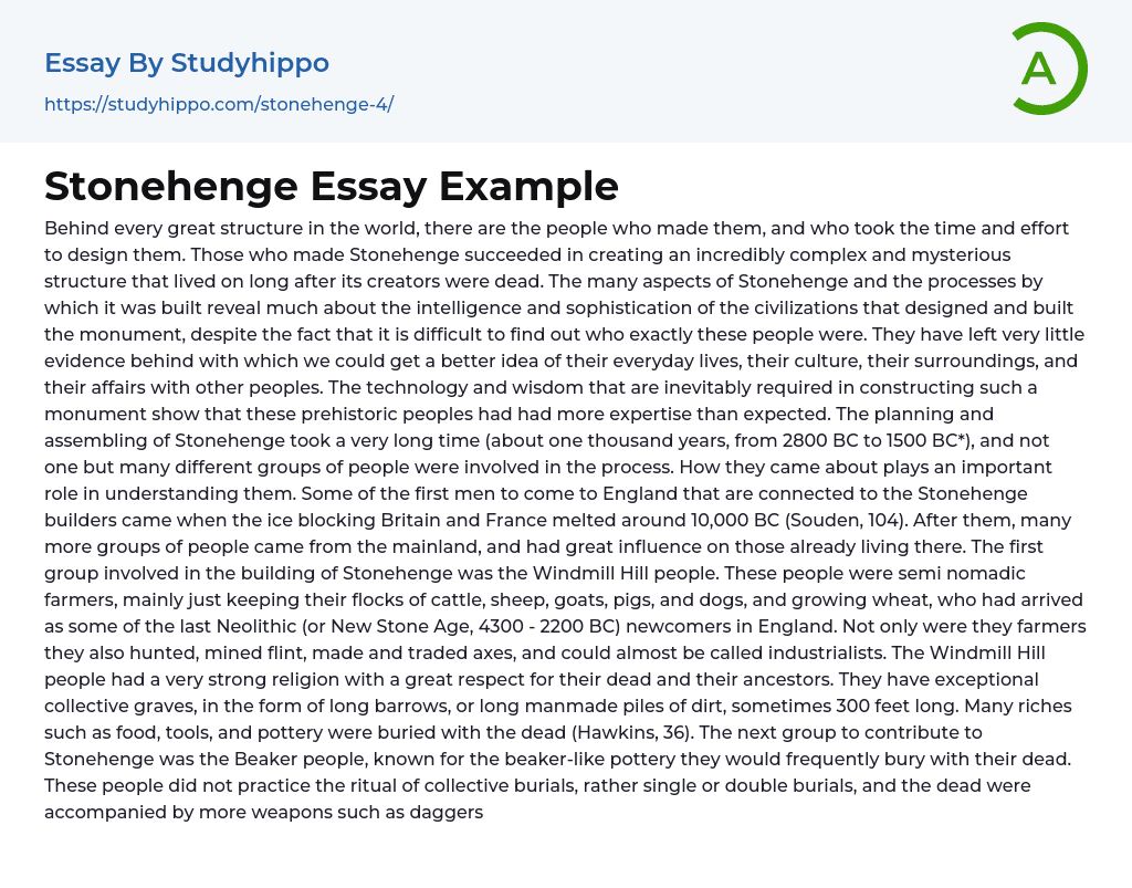 Stonehenge Essay Example