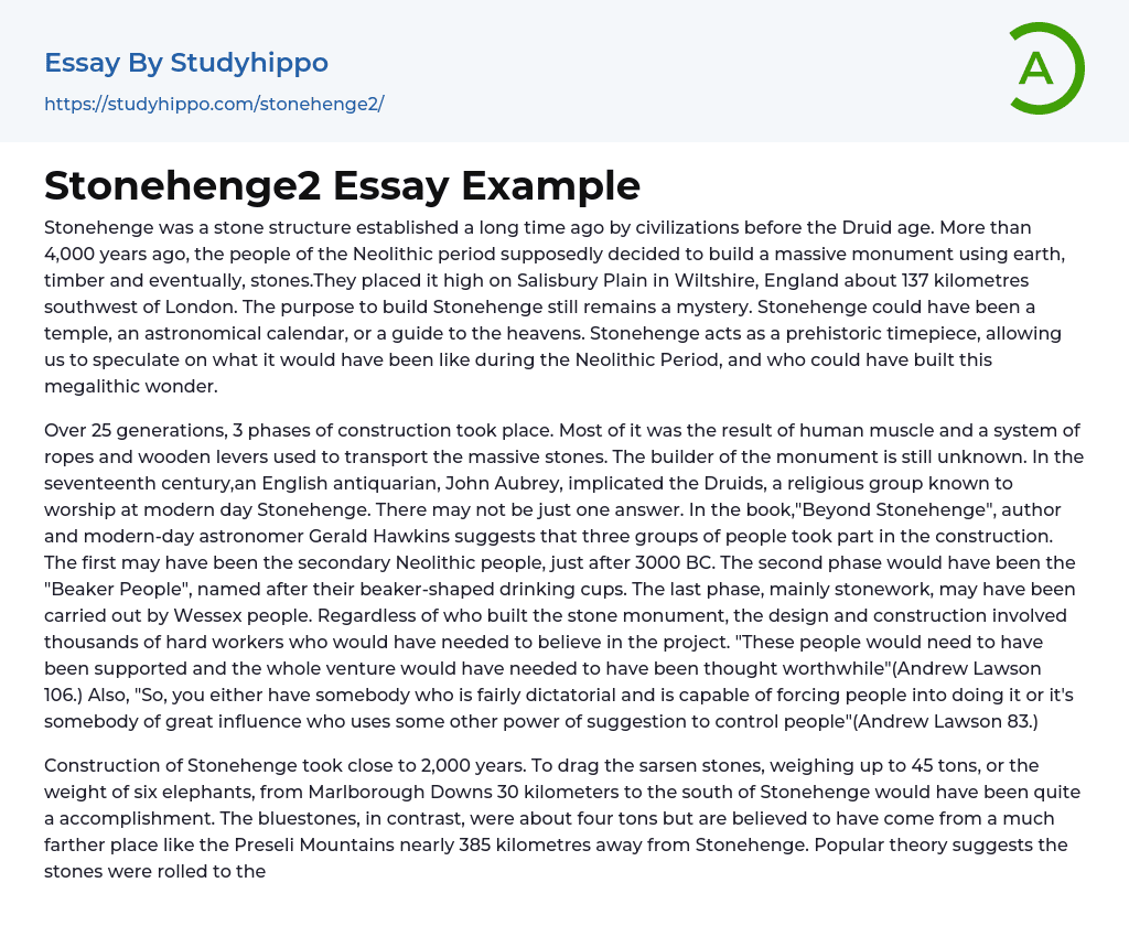 Stonehenge2 Essay Example