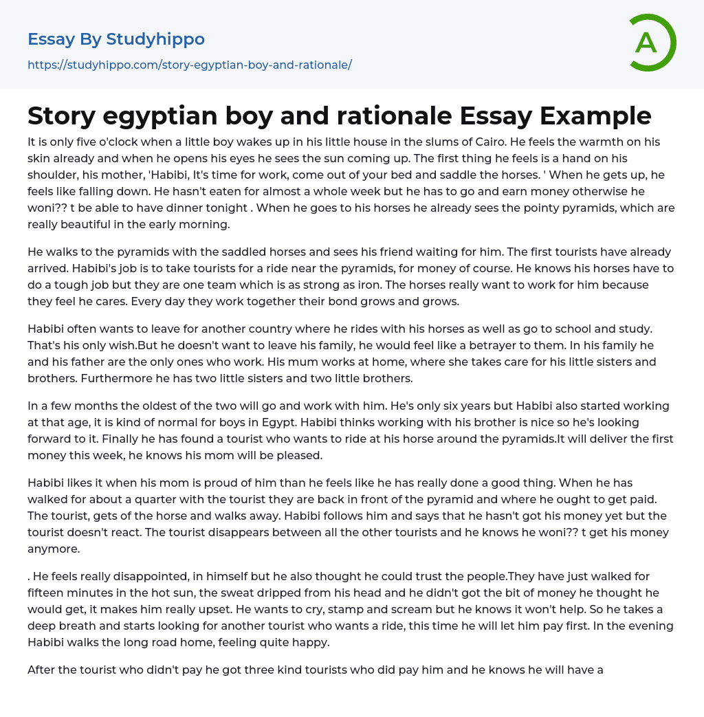 Story egyptian boy and rationale Essay Example