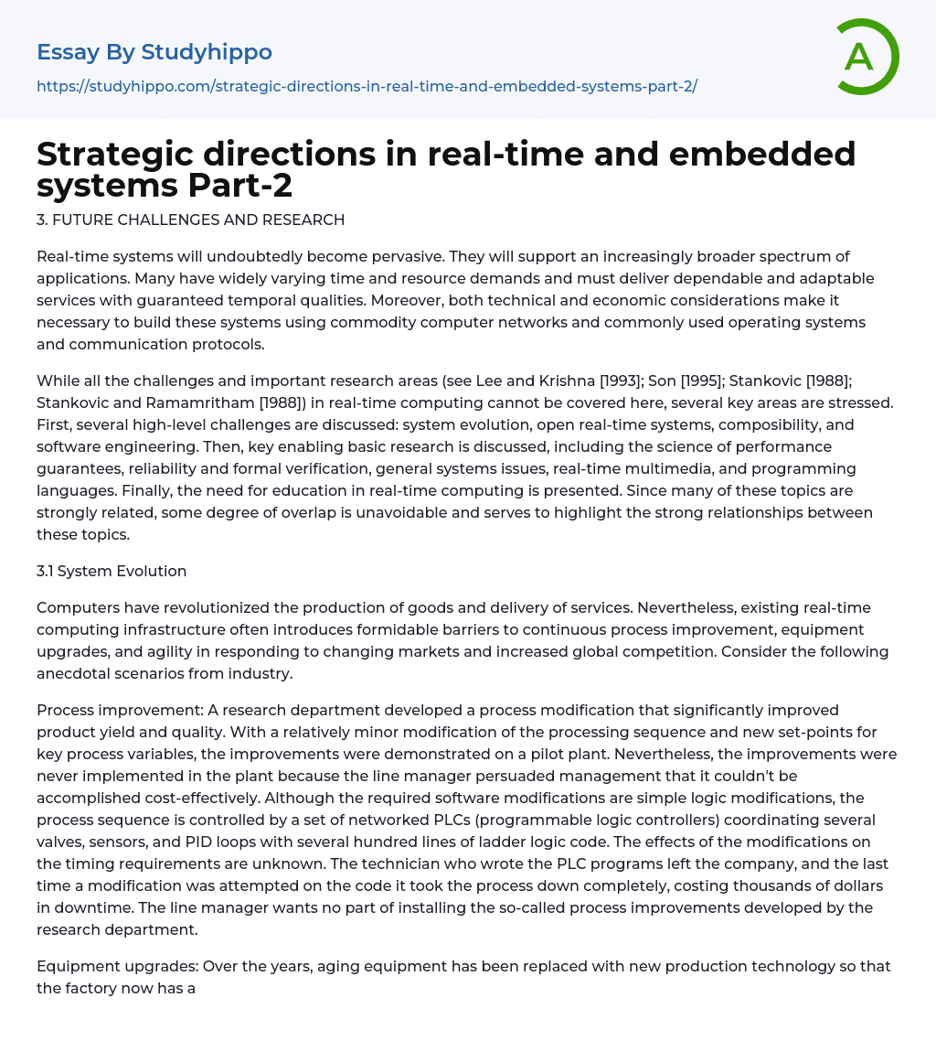 Strategic directions in real-time and embedded systems Part-2 Essay Example