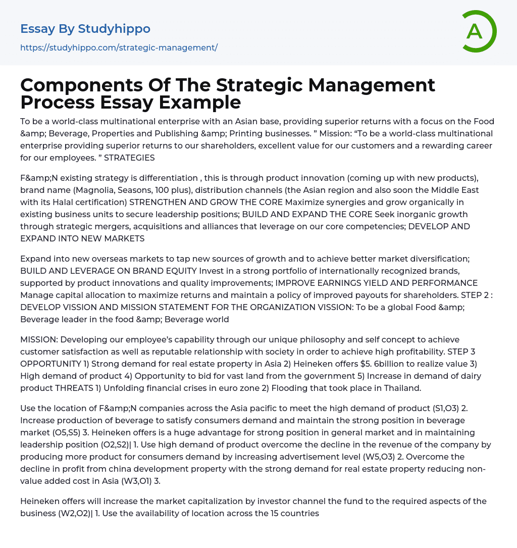 what is strategic management process essay