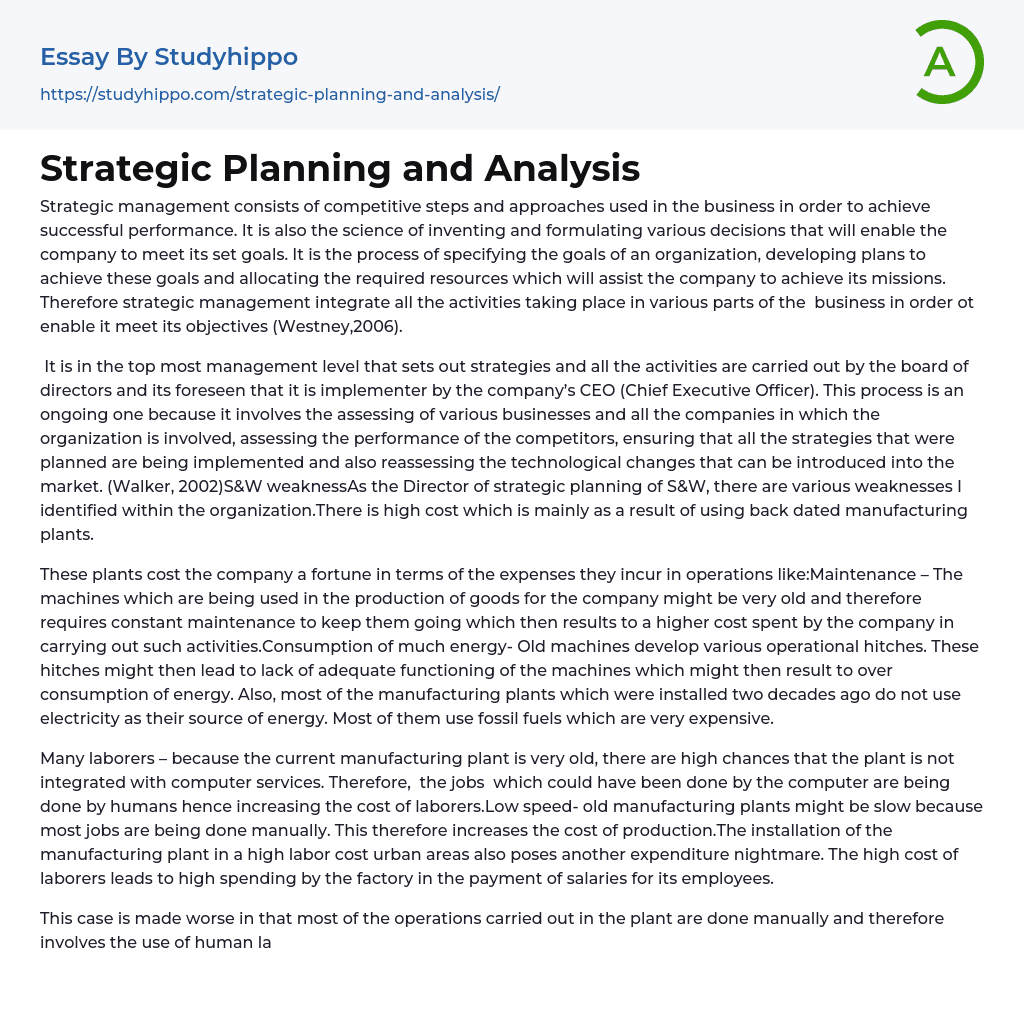 strategic management essay structure