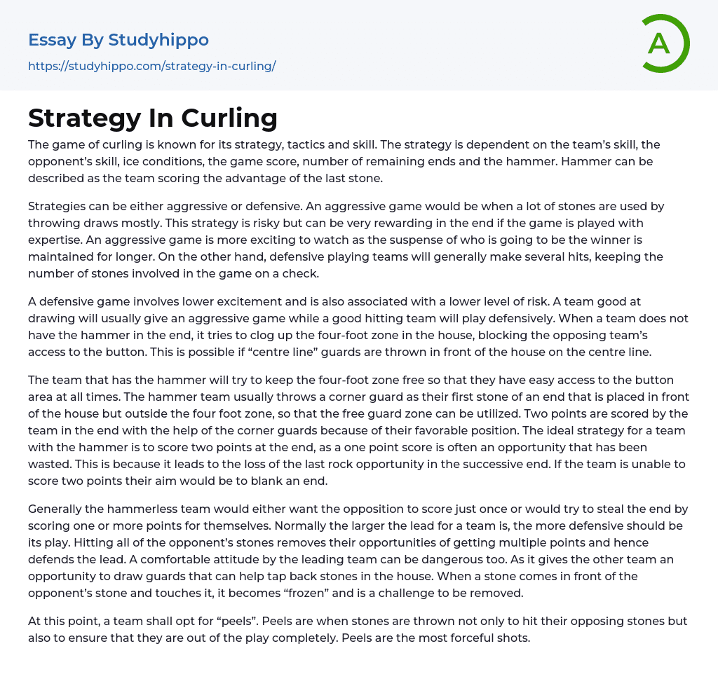 Strategy In Curling Essay Example