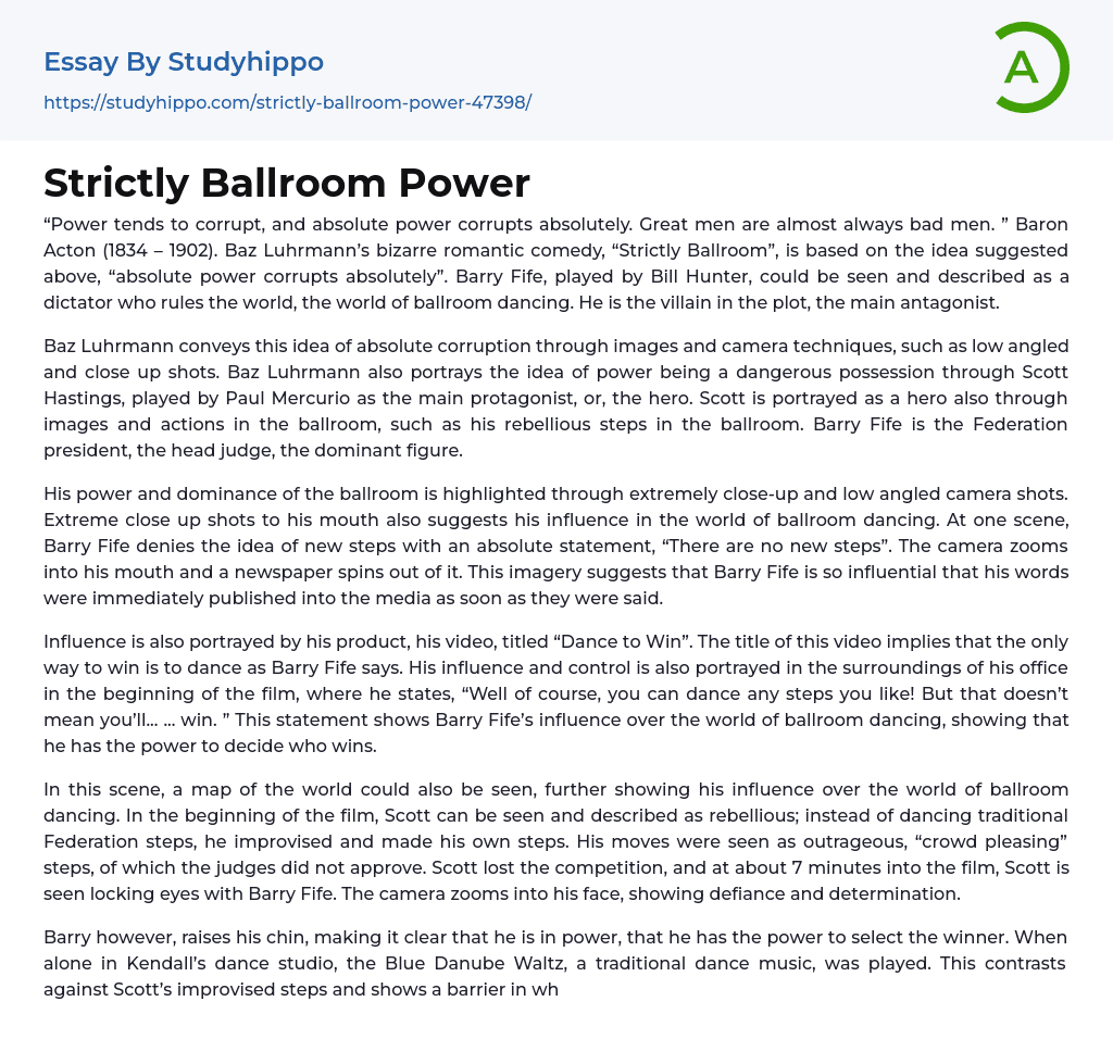 Strictly Ballroom Power Essay Example