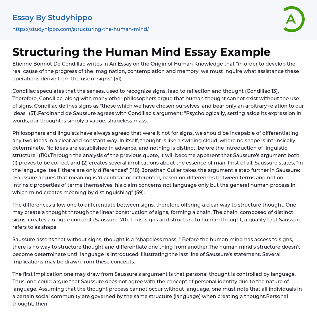 Structuring the Human Mind Essay Example