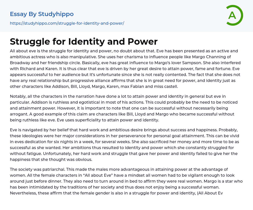 Struggle for Identity and Power Essay Example