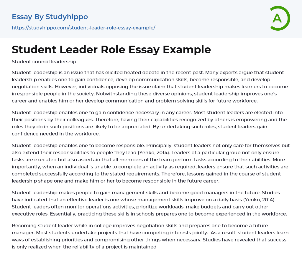 college essay leadership roles