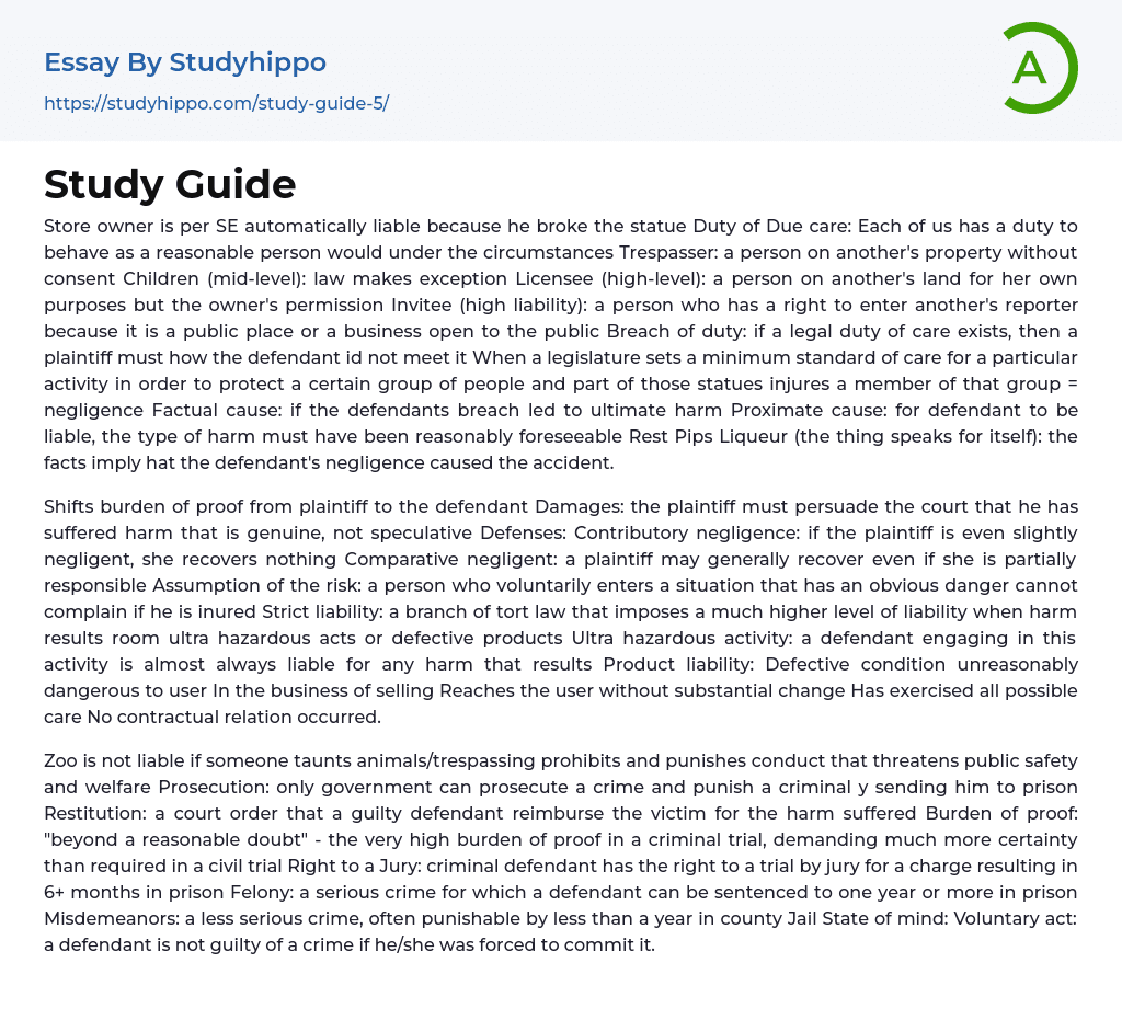 Study Guide Essay Example