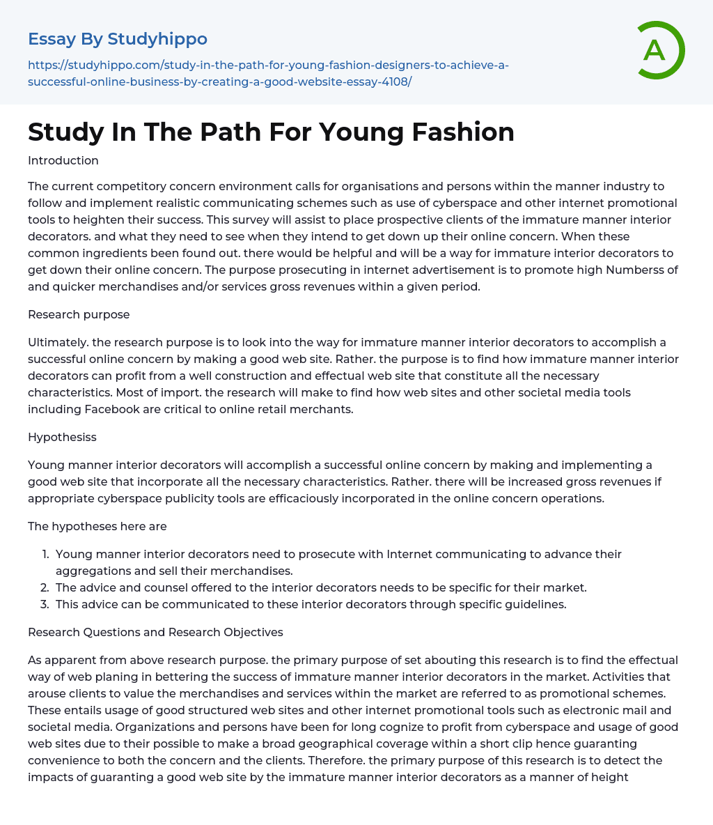 Study In The Path For Young Fashion Essay Example