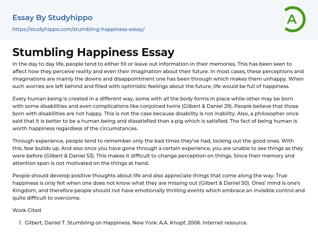 Stumbling Happiness Essay