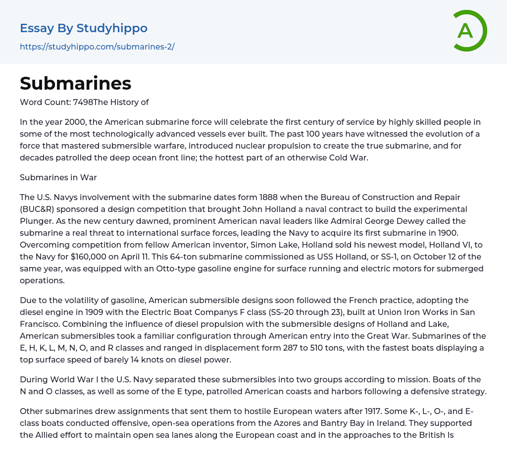 Submarines Essay Example