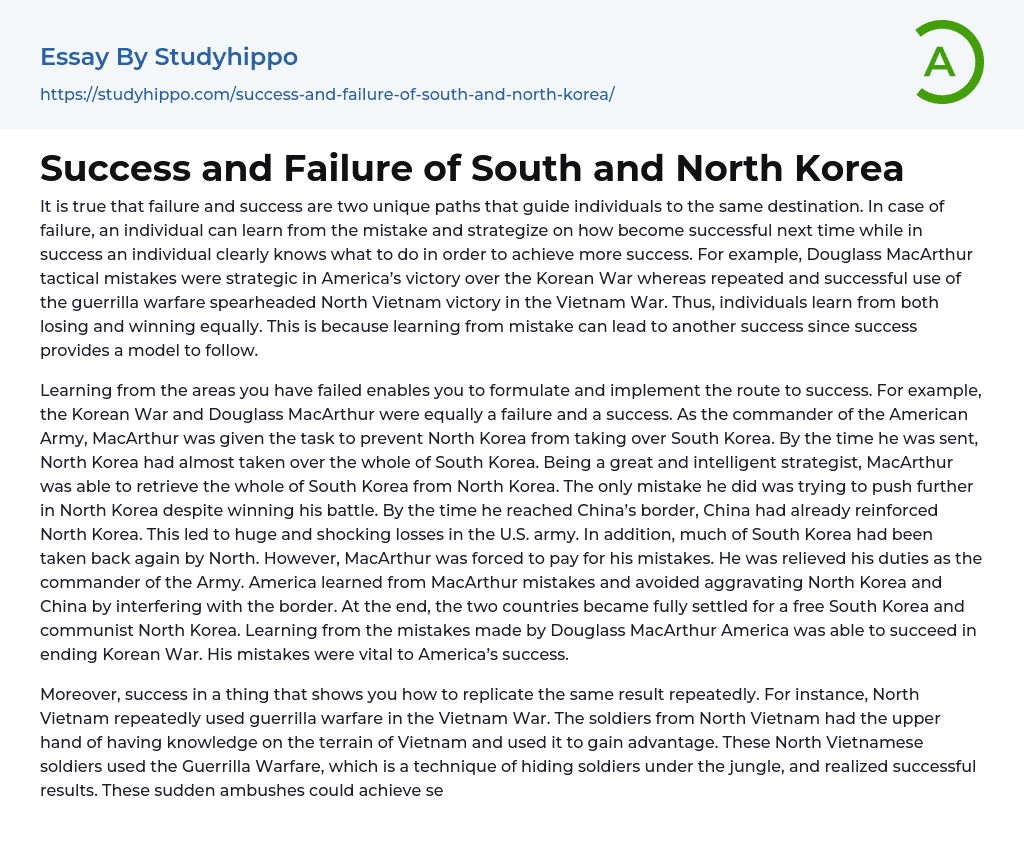 Success and Failure of South and North Korea Essay Example