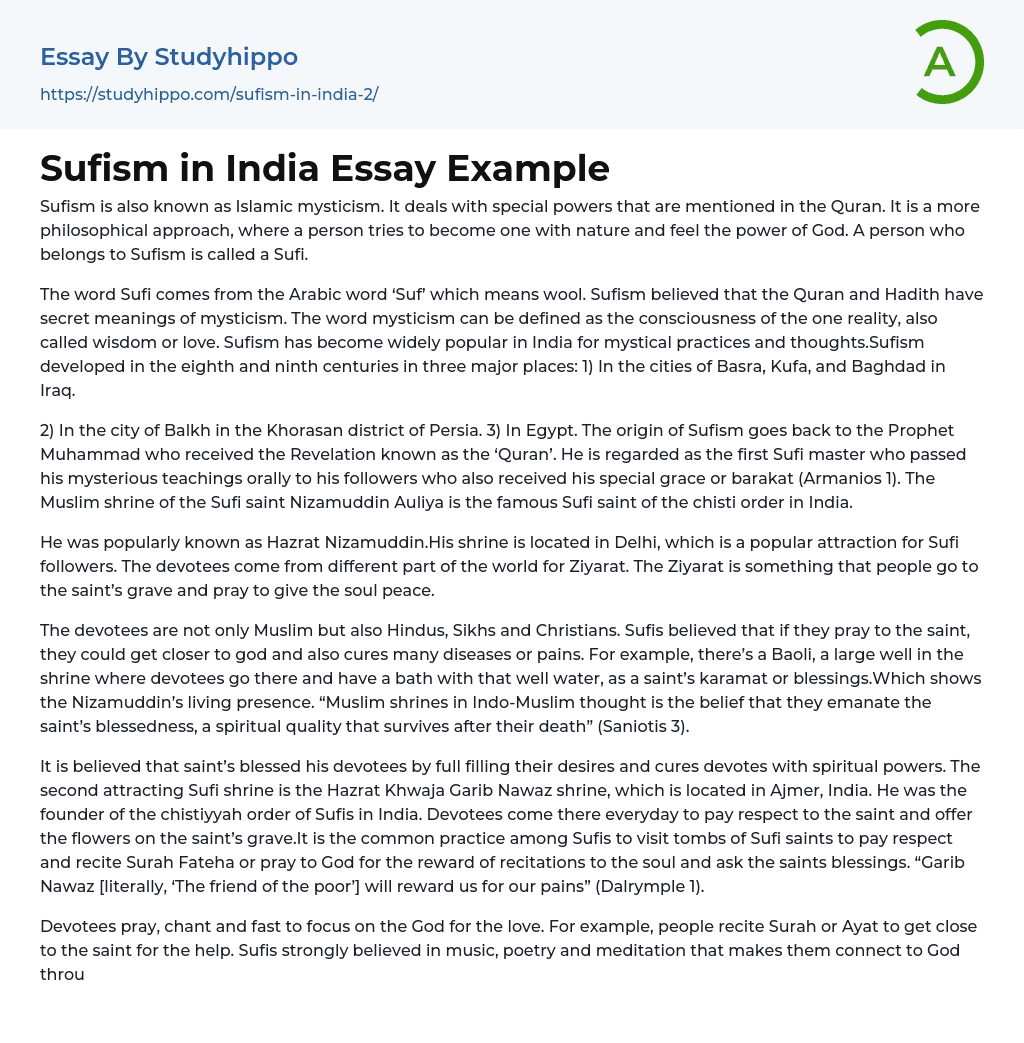 Sufism in India Essay Example