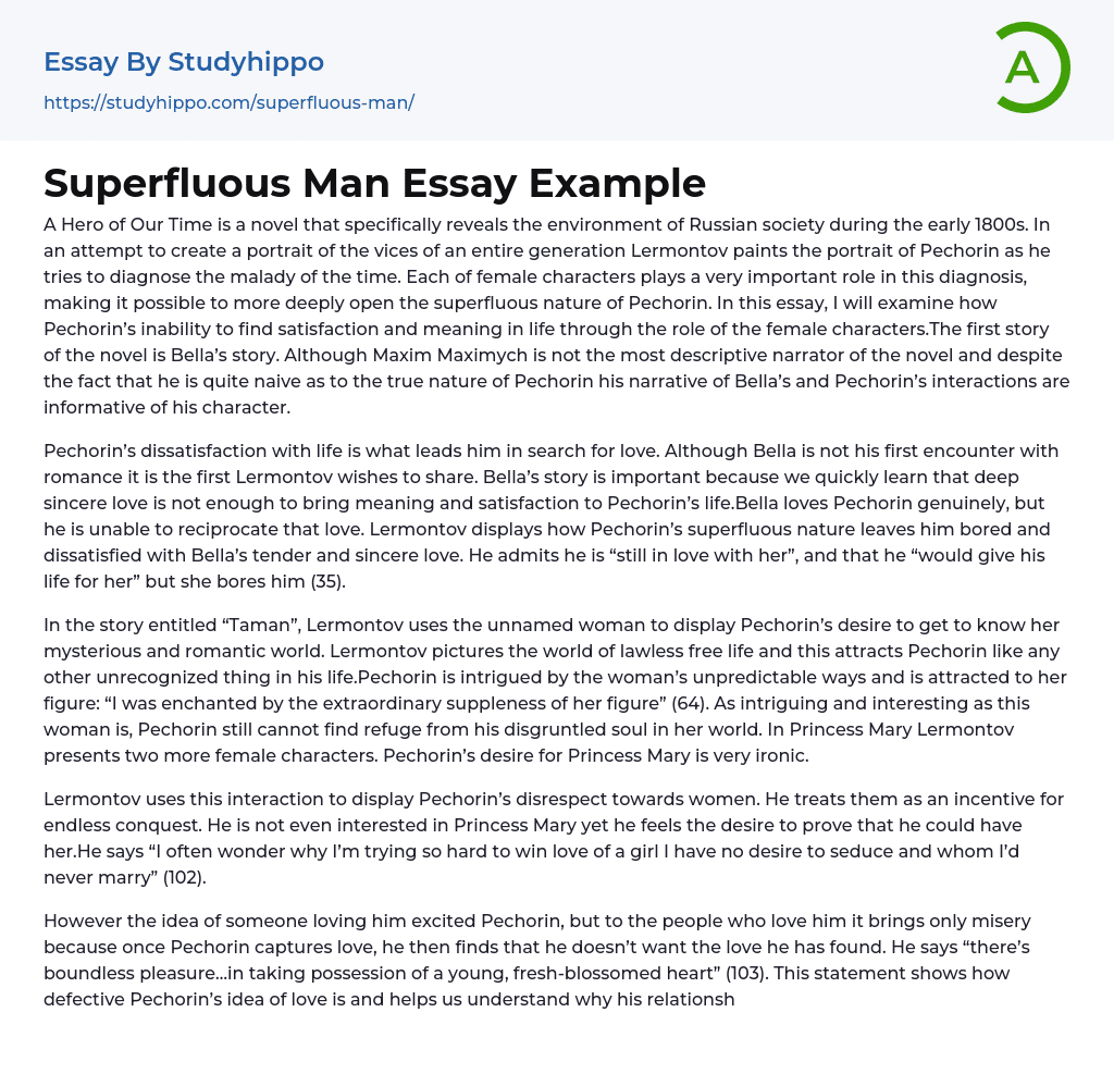 Superfluous Man Essay Example