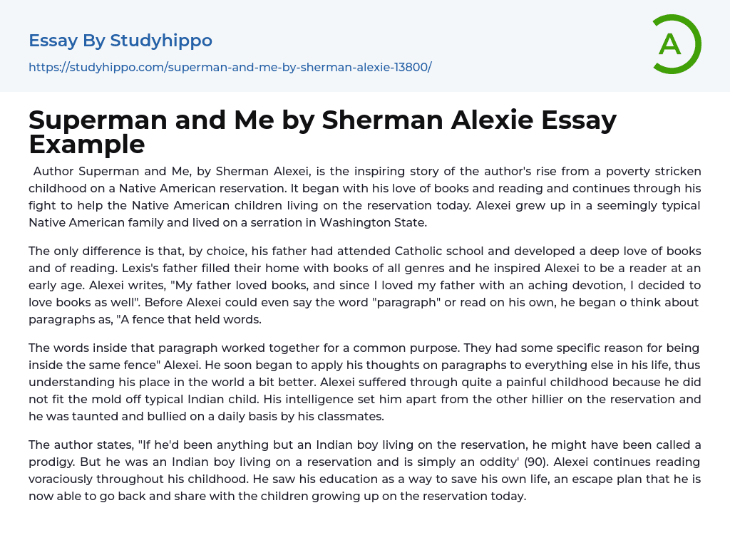 Superman and Me by Sherman Alexie Essay Example