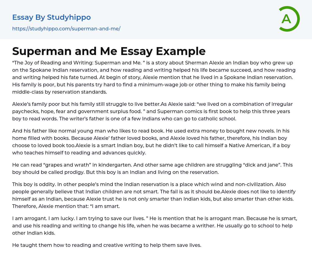 Superman and Me Essay Example