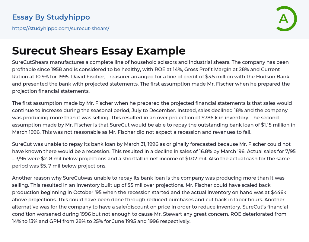 Surecut Shears Essay Example